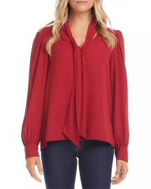 Karen Kane Shirred Tie Neck Top Women - Bloomingdale s at Bloomingdales